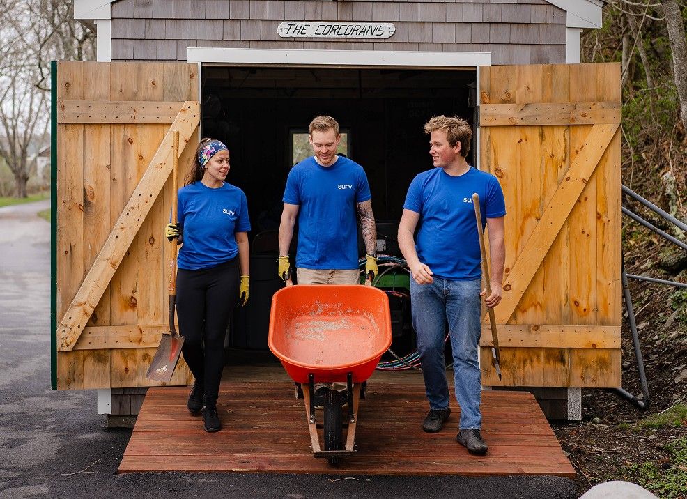 A Surv crew doing yard work
