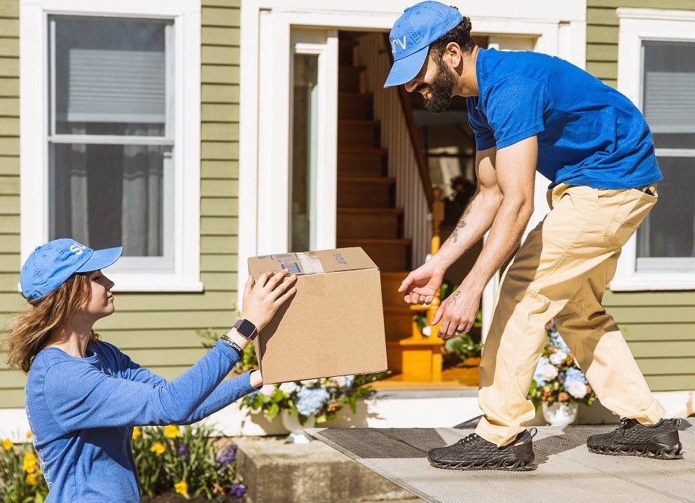 Loading boxes into a moving truck